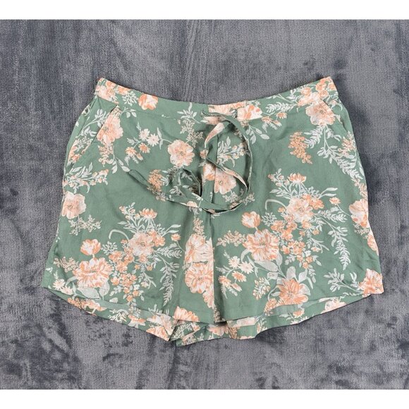 Cupcakes and Cashmere Pajama Shorts Women Size M Green Floral - Picture 1 of 5